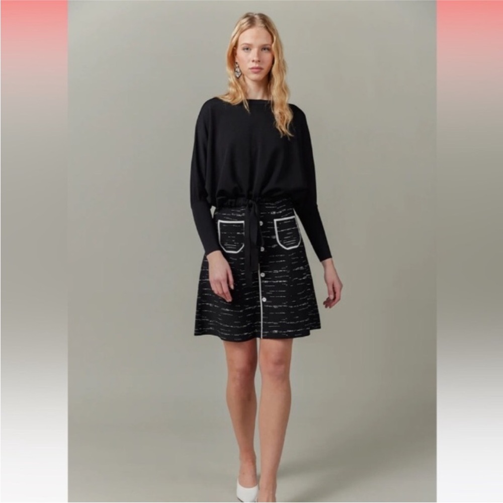 Apparalel Drawstring Dolman Sweater in Black (Summer Knit)